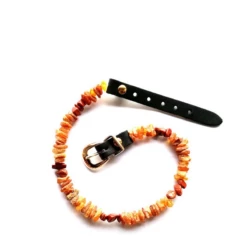 COLLARE ANTIPARASSITARIO ALL'AMBRA BALTICA NATURALE CON DIASPRO ROSSO