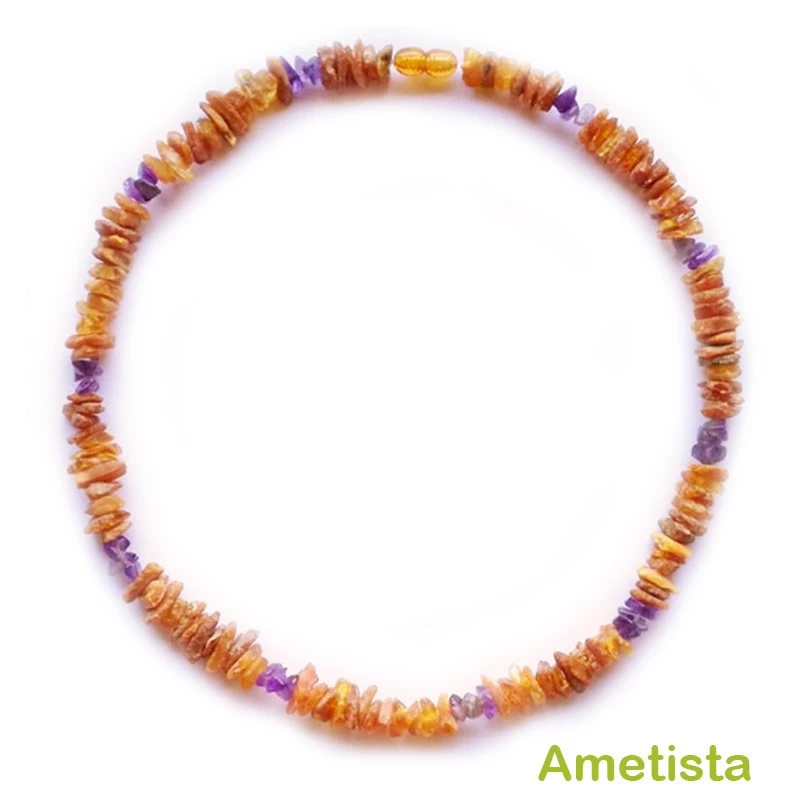 GIROCOLLO AMBRA BALTICA CON PIETRE PER CRISTALLO TERAPIA 4 GIROCOLLO AMBRA BALTICA CON PIETRE PER CRISTALLO TERAPIA - immagine 2