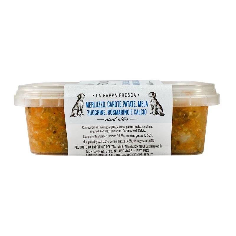 PAPPIFICIO PELITTA - MERLUZZO, CAROTA, PATATA, MELA, ZUCCHINA, ROSMARINO E CALCIO 3 PAPPIFICIO PELITTA - MERLUZZO, CAROTA, PATATA, MELA, ZUCCHINA, ROSMARINO E CALCIO