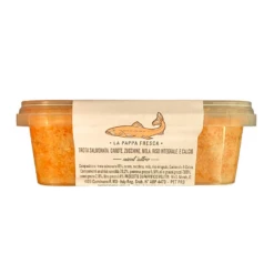 PAPPIFICIO PELITTA - TROTA SALMONATA, CAROTE, ZUCCHINE, MELA, RISO INTEGRALE E CALCIO